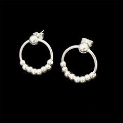 Aros acero blanco con bolitas - comprar online