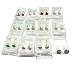 Abridor acero blanco con strass varios colores pack 12 pares