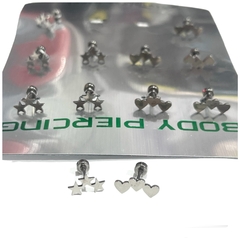 Aros piercing x 12 pcs corazón y estrella 1444-8