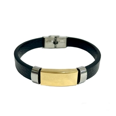 Pulsera cuerina con acero quirúrgico 21cm H388