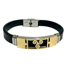 Pulsera cuerina con acero quirúrgico 21cm H363