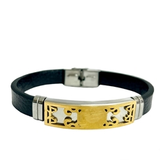 Pulsera cuerina con acero quirúrgico 21cm H322