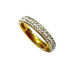 Anillo con Strass acero dorado caja x36 pcs