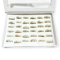 Anillo con Strass acero dorado caja x36 pcs - comprar online