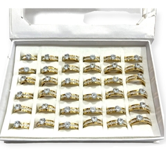 Anillo diamante acero dorado caja x36 pcs - comprar online