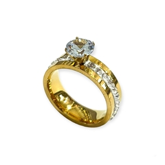 Anillo diamante acero dorado caja x36 pcs