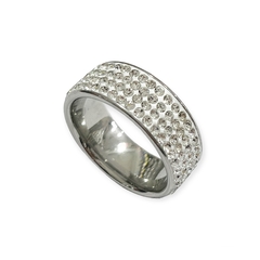 Anillo acero quirúrgico con Strass ancho 8mm caja x36 pcs - comprar online