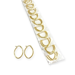 Aro forma oval acero dorado x12 pares 32mm