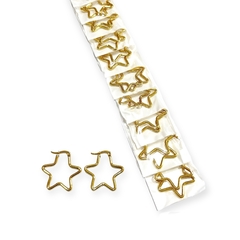 Aro forma estrella acero dorado x12 pares 32mm