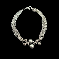 PULSERA ACERO QUIRURGICO BLANCO CON BOLITAS