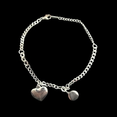 PULSERA ACERO QUIRURGICO BLANCO CON CORAZON Y BOLITA