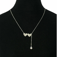 Collar cobre baño oro platino 2 corazones