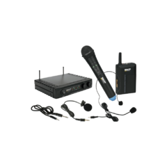 Set de Microfono inalambrico de mano corbatero y vincha SKP UHF282 - comprar online