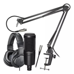 Kit AT2020PK Audiotechnica Microfono AT2020+ Auricular ATH-M20X + Brazo de Soporte - Pcstudio venta de audio - instrumentos musicales - Tienda de tecnología y servicios