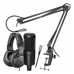 Kit AT2020PK Audiotechnica Microfono AT2020+ Auricular ATH-M20X + Brazo de Soporte