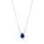 Colar feminino com pingente em forma de gota, zircônia azul escuro e borda cravejada em prata 925.