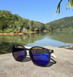 OCULOS BAMBU - PRETO ESPELHADO AZUL POLARIZADO na internet