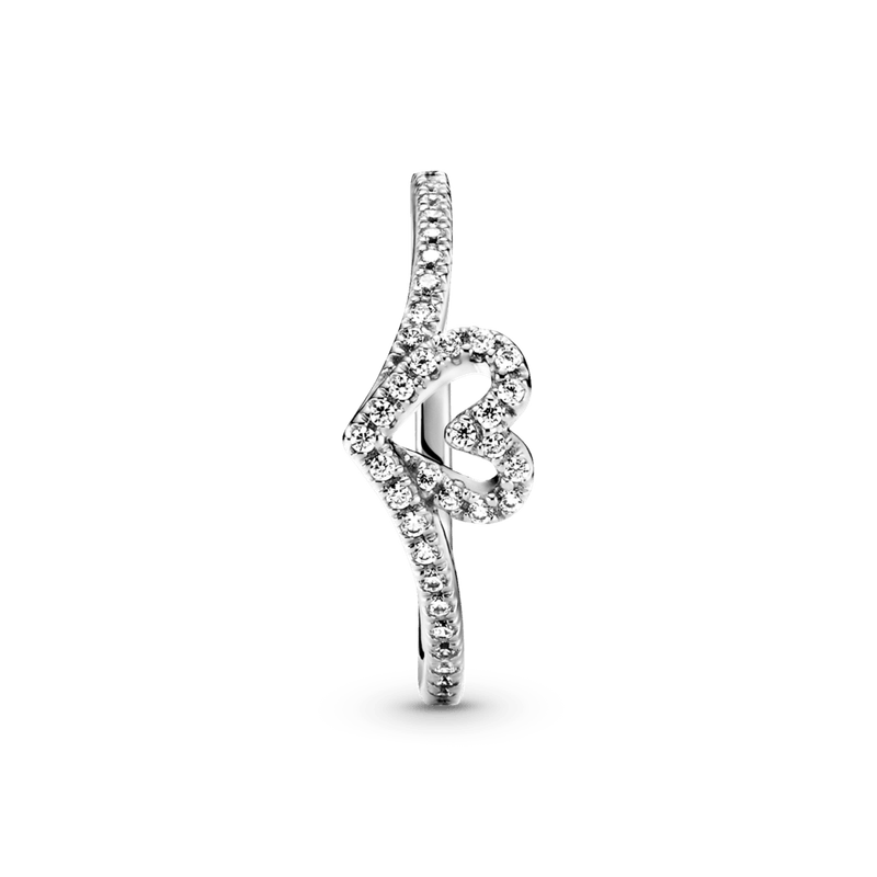 Anillo Hueso de los Deseos con Corazon Brillante