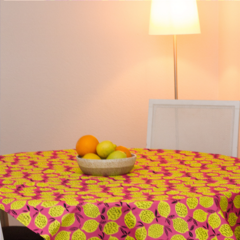 Toalha de Mesa Redonda Limão Siciliano Fundo rosa - comprar online