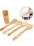 Kit 5 Peças Utensílios Em Bambu Conjunto Colher De Pau para Cozinha (4 Talheres)