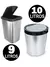 Kit 1 Lixeira C/ Tampa Click Cesto 9 Litros + 1 Lixeira 10 Litros de Inox