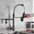 ULGKSD Bronze Kitchen Faucet 360 Rotate, Single Handle, Pull Down Spray Head, Torneira misturadora de água quente e fria para pia de cozinha - Construção Barata