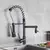 Imagem do ULGKSD Bronze Kitchen Faucet 360 Rotate, Single Handle, Pull Down Spray Head, Torneira misturadora de água quente e fria para pia de cozinha