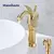 Golden Swan Basin Sink Faucet Single Handle Countertop Banheiro Mixer Tap Deck Montado Latão Hot Cold Water Tap Chrome Mixer Tap