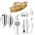 Aço inoxidável Cocktail Shaker Set, Kit Bartender, Cocktail Mixer, Vinho Martini Boston, Festa, Bar Ferramentas, 3 pcs, 6 pcs, 9 pcs, 11pcs - loja online