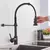 Torneira de cozinha Matte Black Pull Down, Bocal de modos duplos Misturador de água quente e fria Crane Tap, Brass Spring, Torneiras de pia de cozinha na internet