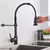 Torneira de cozinha Matte Black Pull Down, Bocal de modos duplos Misturador de água quente e fria Crane Tap, Brass Spring, Torneiras de pia de cozinha - Construção Barata