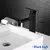 Imagem do Pia da bacia Torneira Do Banheiro Deck Montado Bacia De Água Fria Quente Torneiras Misturadoras Matte Black Lavatory Sink Tap Crane