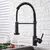 Torneira de cozinha Matte Black Pull Down, Bocal de modos duplos Misturador de água quente e fria Crane Tap, Brass Spring, Torneiras de pia de cozinha - Construção Barata