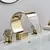 Senzesen Luxo Golden Waterfall Basin Faucet Latão Deck Montado Cristal Double Handle Banheiro Banheira Tap Hot Cold Mixer Crane - Construção Barata