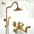 ZGRK-Antique Brass Bath Shower System Set, torneira do banheiro, chuva com cabeça de pulverização, Europa Bronze Tap