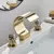 Senzesen Luxo Golden Waterfall Basin Faucet Latão Deck Montado Cristal Double Handle Banheiro Banheira Tap Hot Cold Mixer Crane - loja online