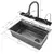 Imagem do Aço inoxidável Cachoeira Kitchen Sink, slot único grande, integrado Digital Display Faucet Set, saboneteira, lavadora de copos, 304