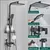 Black Shower Faucet Set Chuva 3/4-way Torneira De Banheira Com Altura Da Prateleira Do Banheiro Ajustar Guindaste Misturador De Latão Sistemas De Água Fria Quente