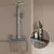 Banheiro Digital Display Shower Set, Luz ambiente, 5 Função Back Spray, Gray Shower System Package