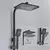 Black Shower Faucet Set Chuva 3/4-way Torneira De Banheira Com Altura Da Prateleira Do Banheiro Ajustar Guindaste Misturador De Latão Sistemas De Água Fria Quente