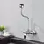 Wall Mounted Dual Hole Kitchen Faucet, 360 Rotação Tubo Flexível, Torneira Misturadora, Stream Spray Bubbler, Água Quente e Fria, Sem Chumbo, Cromo