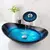 SINLAKU Set lavabo da bagno Lavabo in vetro temperato blu Montaggio su piano Recipiente Maniglia singola Controllo con miscelatore acqua a cascata - loja online