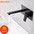 Bakala Luxo Matte Preto Banheiro Torneira Bacia Sink Tap Wall Mounted Mixer De Latão Quadrado LT-320BR - Construção Barata