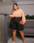 Short Plus Size Alfaiataria Evasê