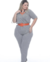 Macacão Plus Size Cinza Malha Canelada Comfy