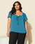 Blusa Plus Size Em Air Flow Com Detalhe De Laço No Busto