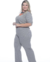 Macacão Plus Size Cinza Malha Canelada Comfy - Lenner