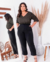 Cropped Plus Size Em Lurex Com Manga 3/4 - Lenner