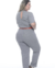 Macacão Plus Size Cinza Malha Canelada Comfy - loja online