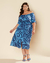 Vestido Plus Size Midi Estampado Decote Ombro A Ombro